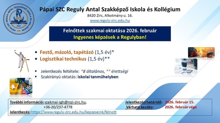 Ingyenes felnőttképzések a Regulyban - 2026. február