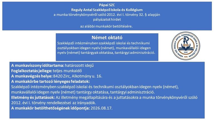 Német oktatót keresünk!