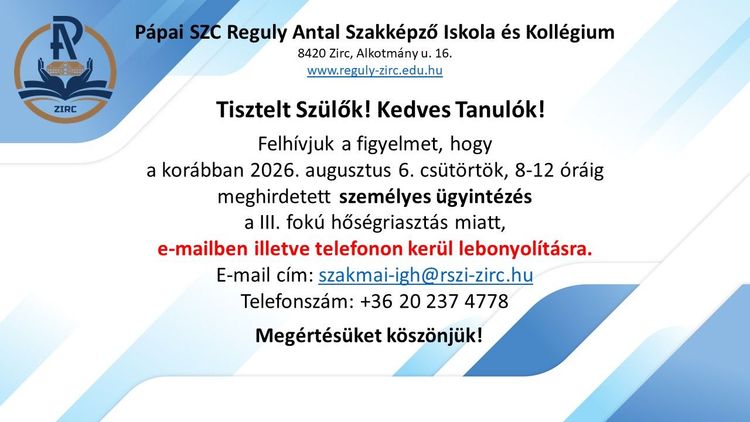 Személyes ügyintézés helyett telefonos és elektronikus ügyintézés 2026.08.06.