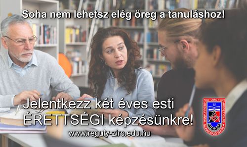 Jelentkezz két éves esti érettségi képzésünkre!