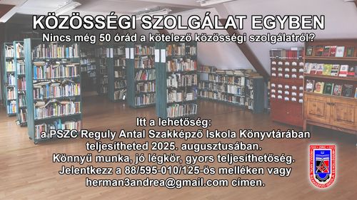 Kötelező Közösségi Szolgálat iskolánk könyvtárában 2025. augusztusában