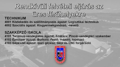 Rendkívüli felvételi eljárás üres férőhelyekre